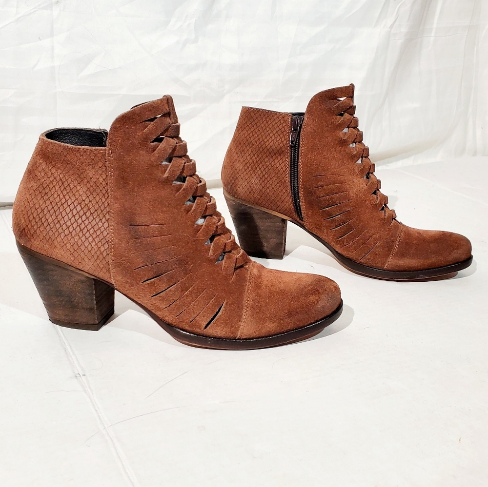 Free People Suede Crisscross Ankle Booties 7.5